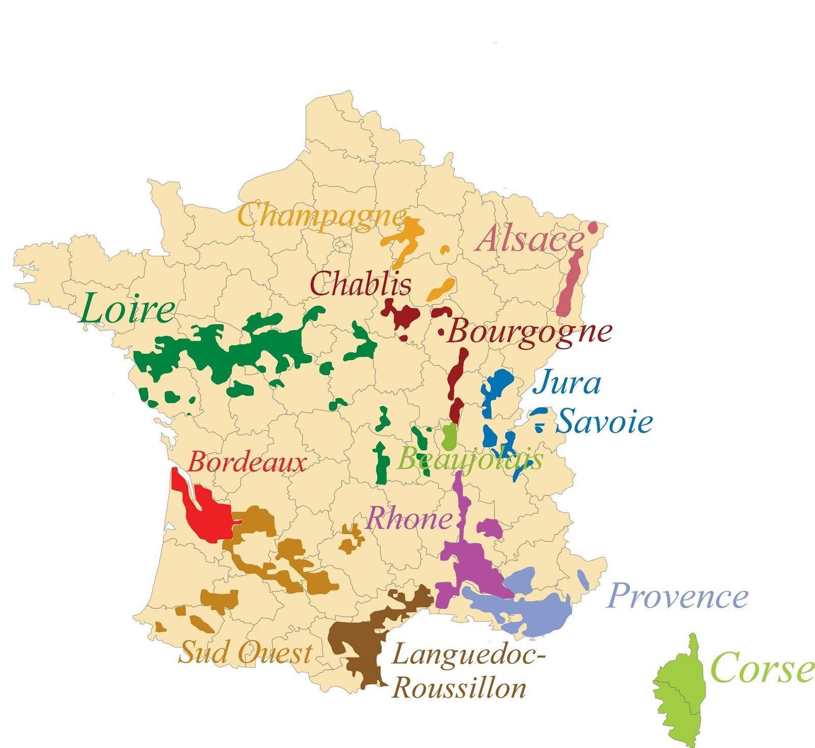 Carte regions vin de france