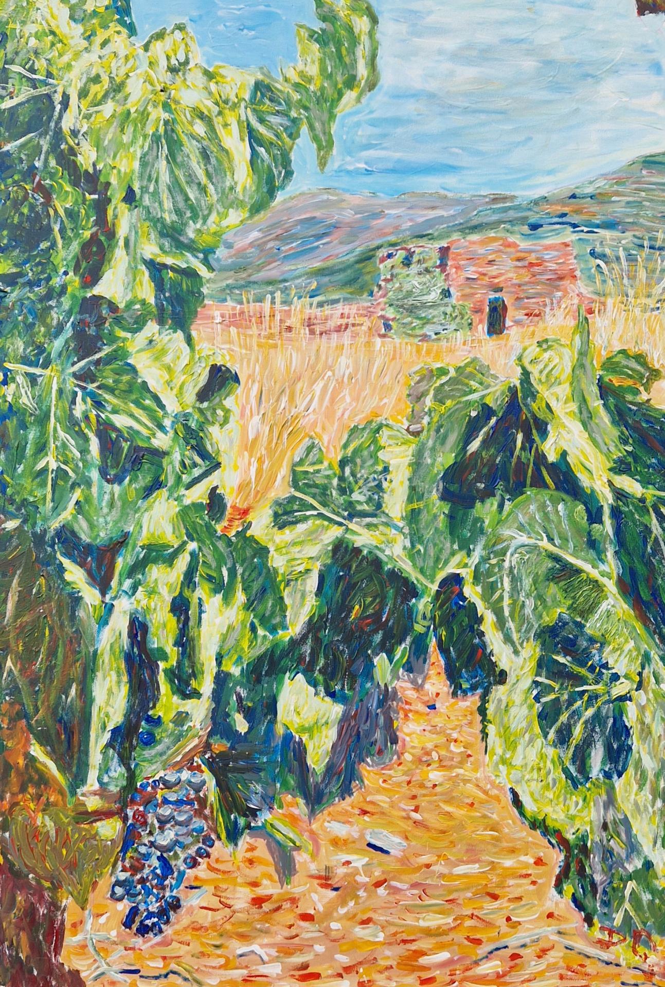 Fraicheur paradocale des terrasses du larzac peinture erick delille